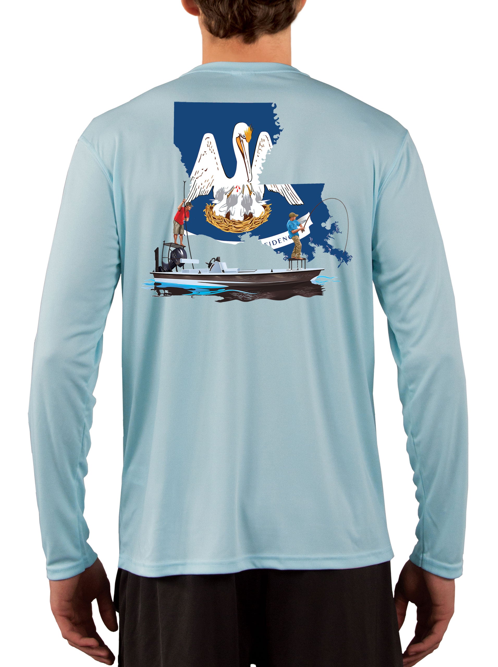 Poling Skiff with Louisiana State Flag Fishing Shirts For Men – Skiff Life