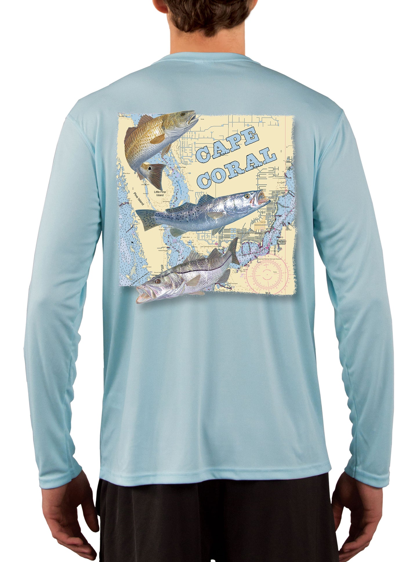 Cape Coral Florida Fishing Shirts For Men Redfish Speckled Sea