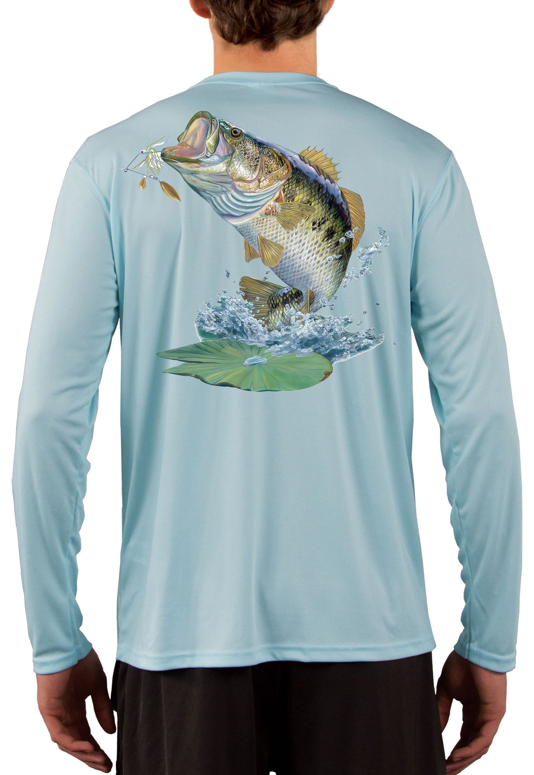 Large Mouth Bass Men's Fishing Shirt Rude Awakening Long Sleeve, Moisture Wicking Fabric, Non-Fading Print, 50+ UPF Fabric for UV Protection - Skiff Life