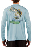 Large Mouth Bass Men's Fishing Shirt Rude Awakening Long Sleeve, Moisture Wicking Fabric, Non-Fading Print, 50+ UPF Fabric for UV Protection - Skiff Life