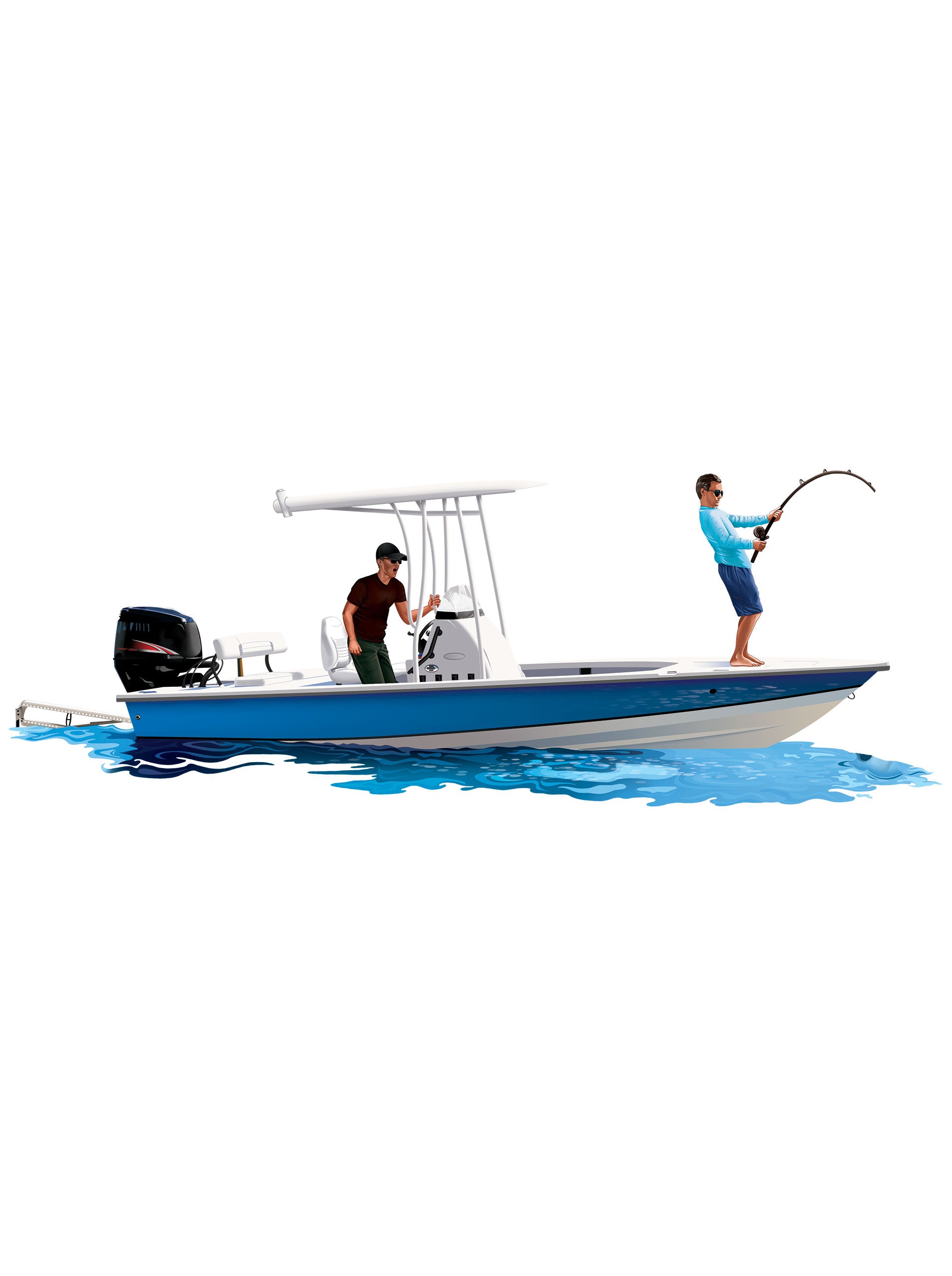 Fishing Shirt Illustrated Center Console Bay Boat - Skiff Life