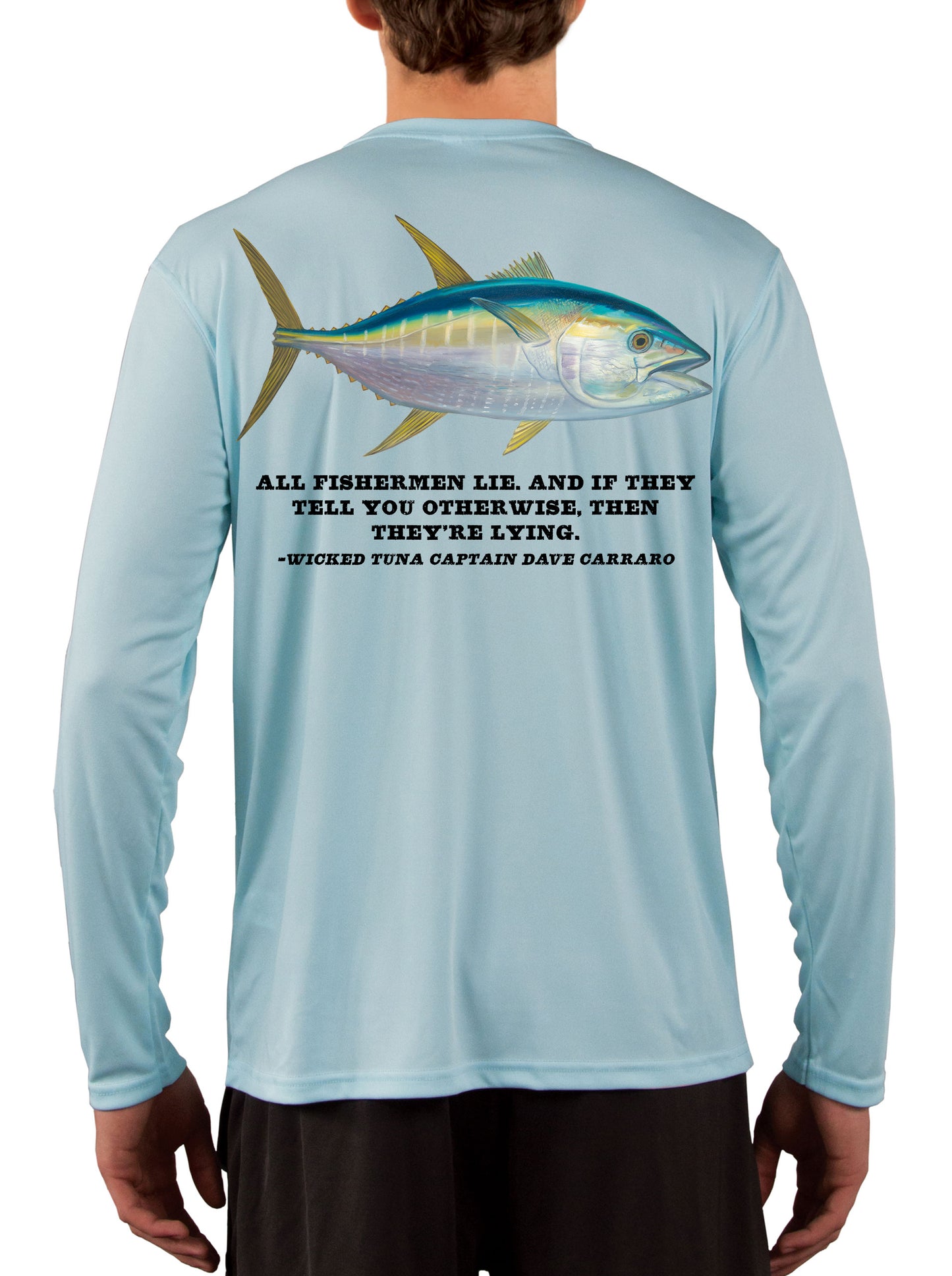 Wicked Tuna Fishing Shirts for Men Long Sleeve, Moisture Wicking 50+ UPF Fabric UV Protection Yellowfin Albacore Bluefin Tuna Fish Salt Water T-Shirt - Skiff Life