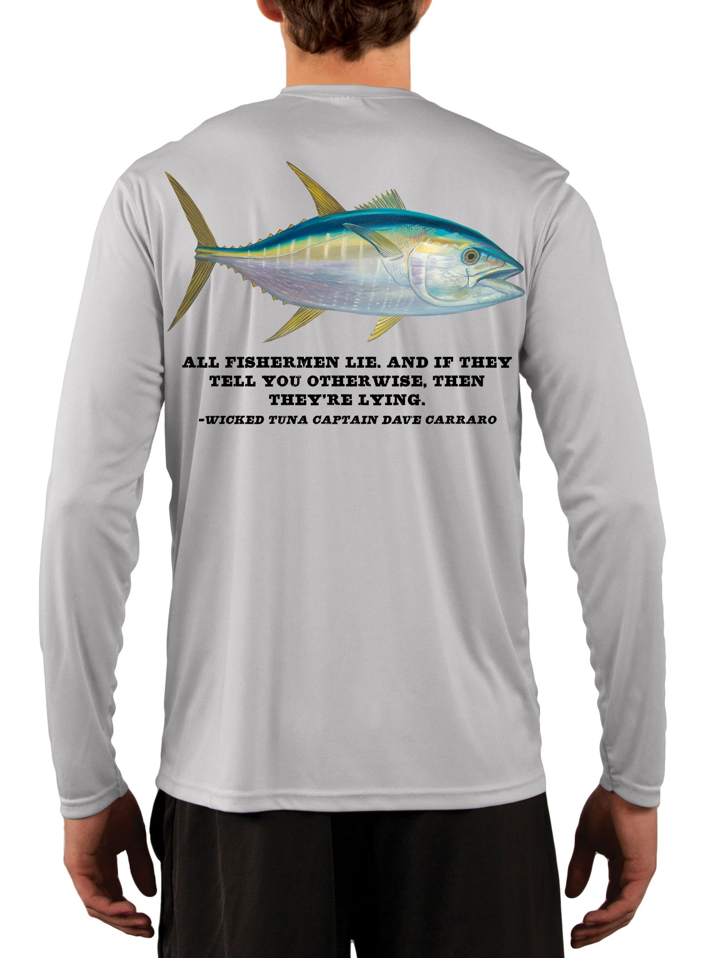 Wicked Tuna Fishing Shirts for Men Long Sleeve, Moisture Wicking 50+ UPF Fabric UV Protection Yellowfin Albacore Bluefin Tuna Fish Salt Water T-Shirt
