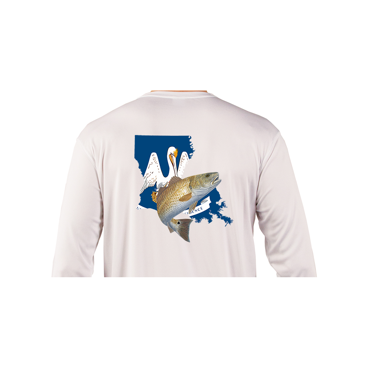 Poling Skiff with Louisiana State Flag Fishing Shirts for Men Large / Ice Blue