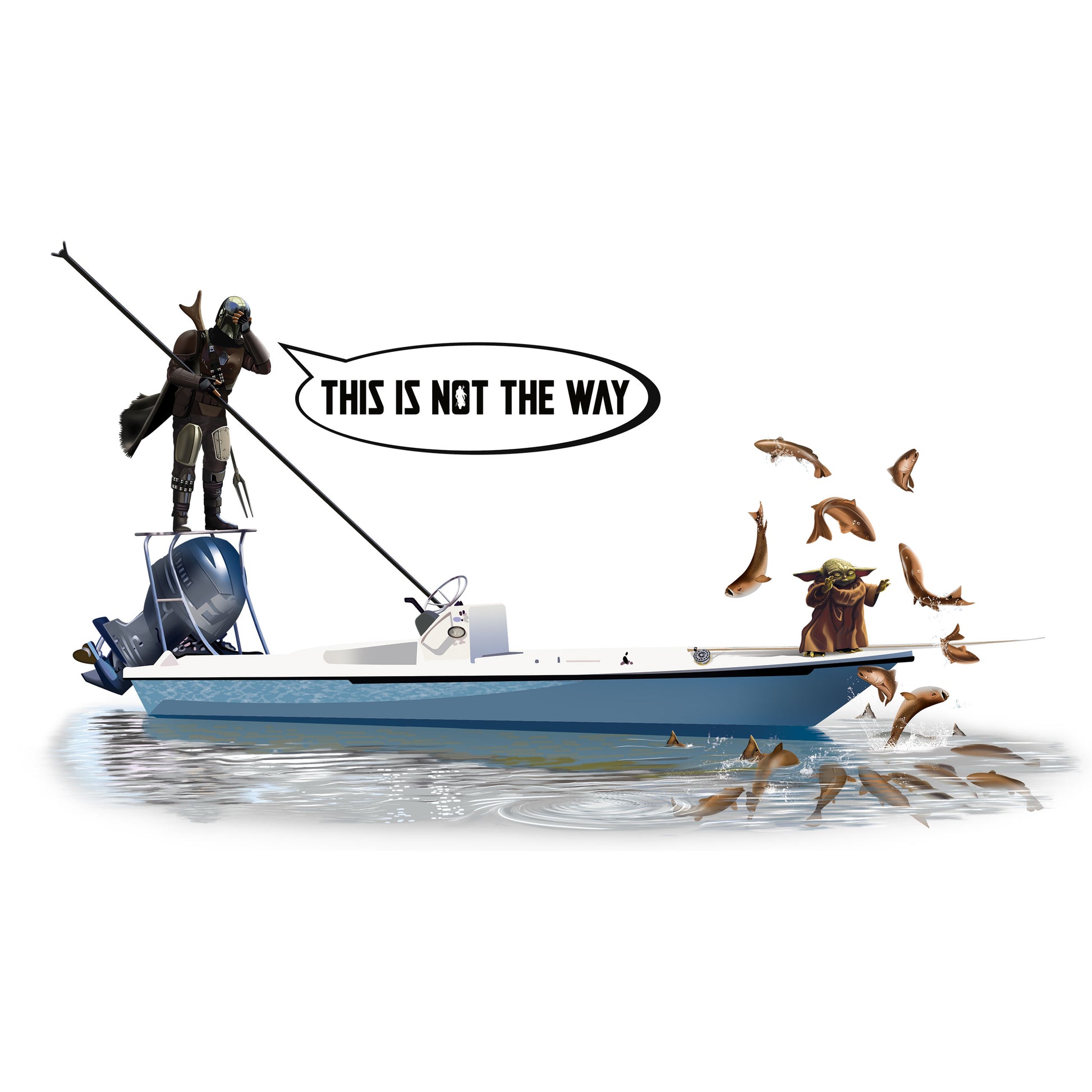 Mandalorian Grogu Baby Yoda Fishing Shirts For Men Star Wars Poling Skiff - Skiff Life