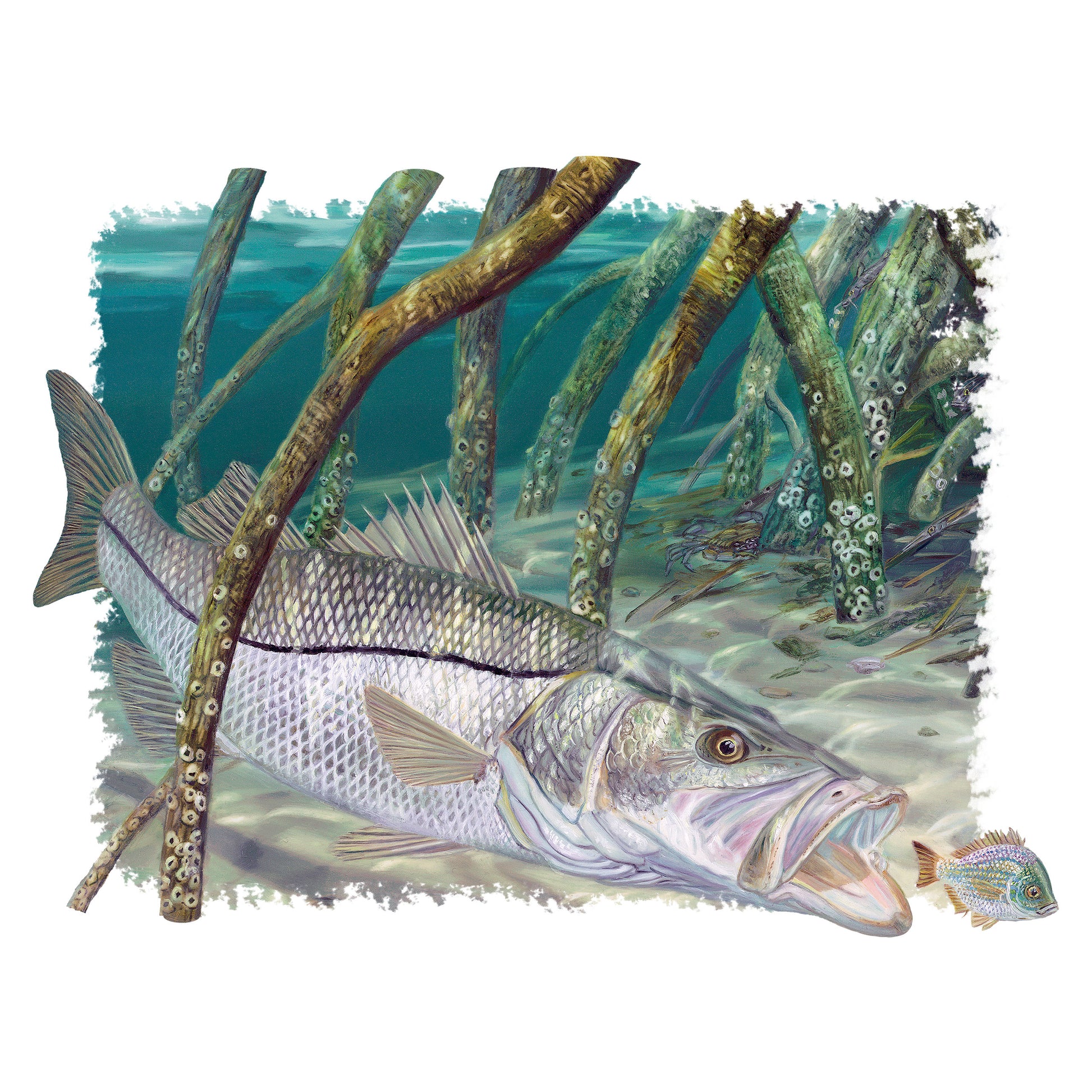 Fishing Shirts for Men Snook Fish in Mangroves by Award Winning Artist Randy McGovern Seagrass / 3XL