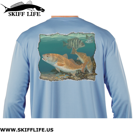 Youth Fishing Shirt Fat Boys Redfish Sheepshead Design by Randy McGovern - Skiff Life
