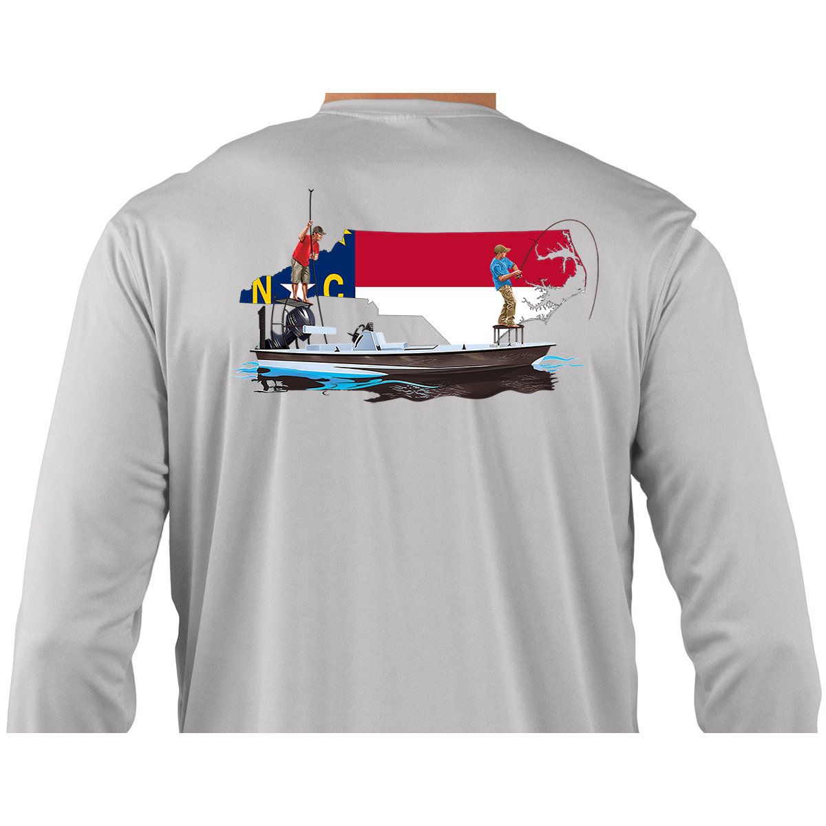 Fishing Shirt Poling Skiff North Carolina State Flag - Skiff Life