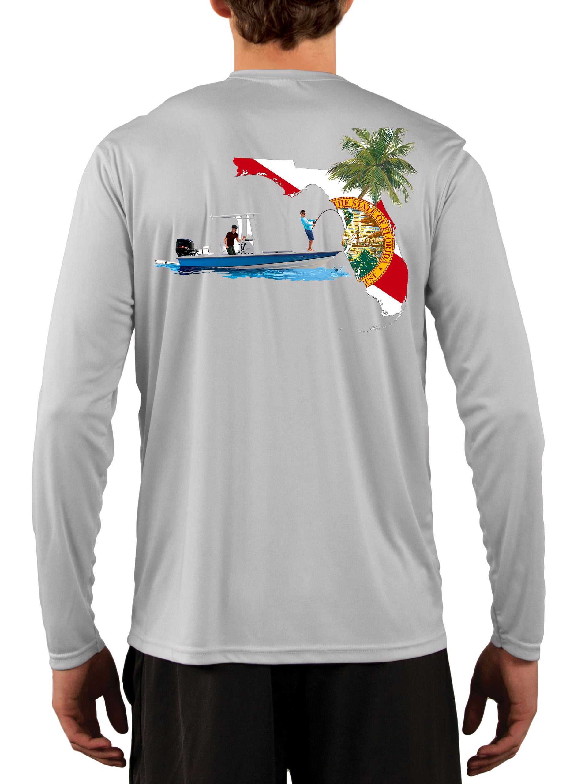 Florida Flag Center Console Boat Fishing Shirt - Skiff Life