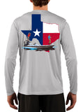 [NEW ARTWORK] Fishing Shirt Texas Poling Skiff State Flag with Texas Flag Sleeve - Skiff Life