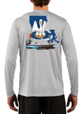 Poling Skiff with Louisiana State Flag Fishing Shirts For Men - Skiff Life