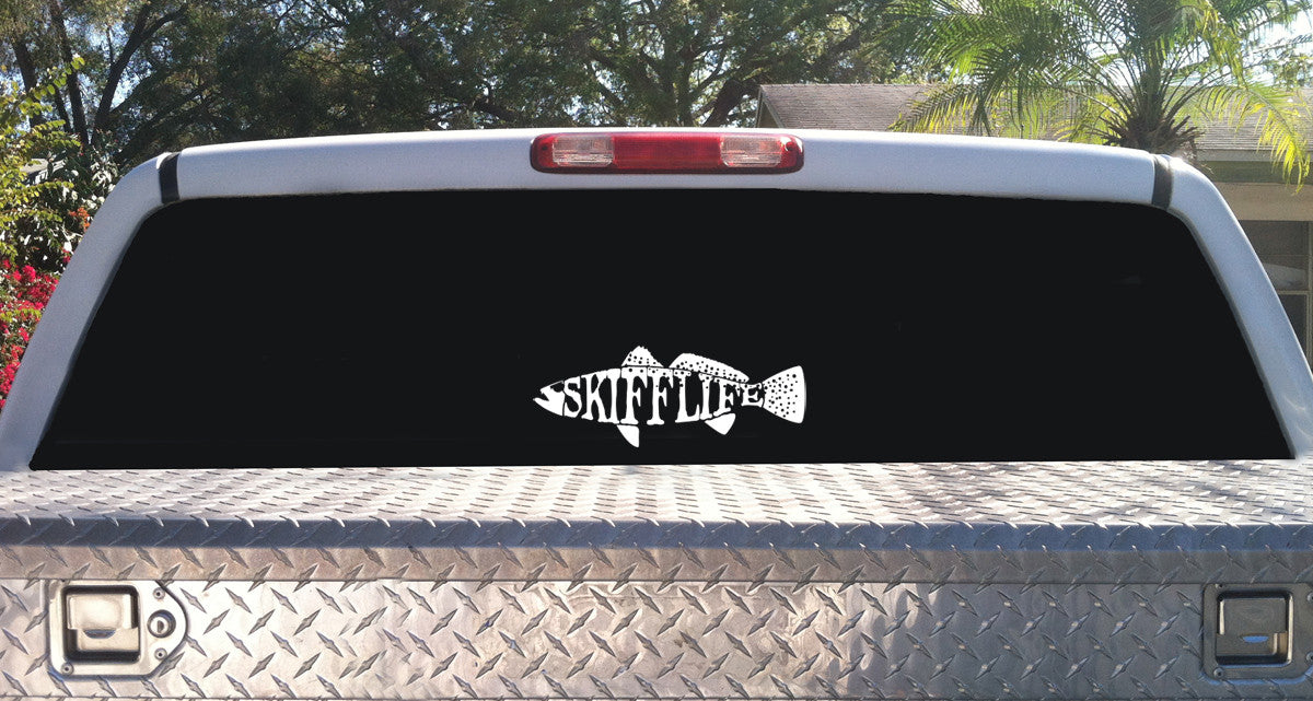 Trout Decal Skiff Life Text - Skiff Life