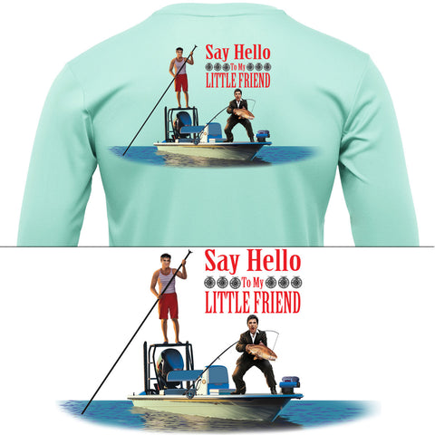 Redfish Scarface Say Hello To My Little Friend Mens Fishing Shirt - Skiff Life