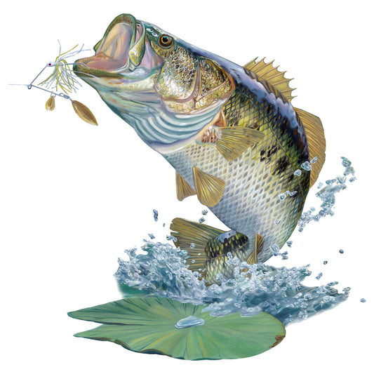 Bass Fishing Sticker Rude Awakening Bass Decal Randy McGovern Fish Artist - Skiff Life