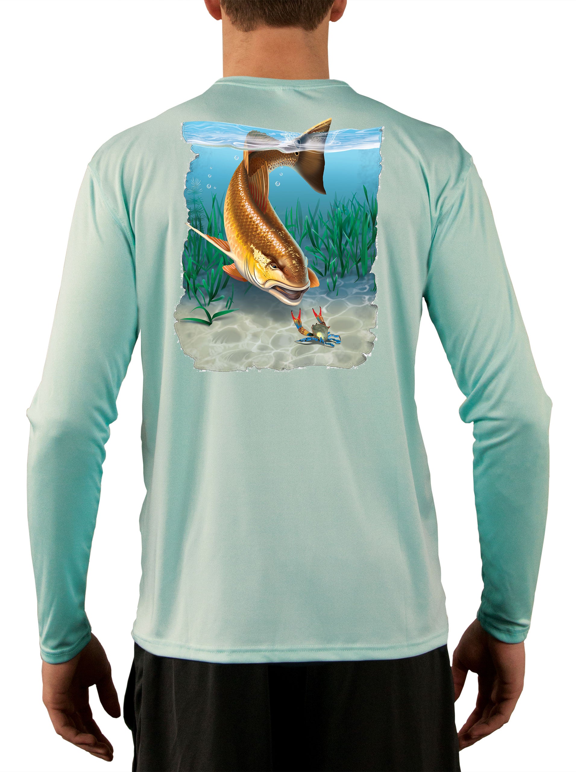 Redfish Men's Fishing Shirt Last Stand Blue Crab - Skiff Life