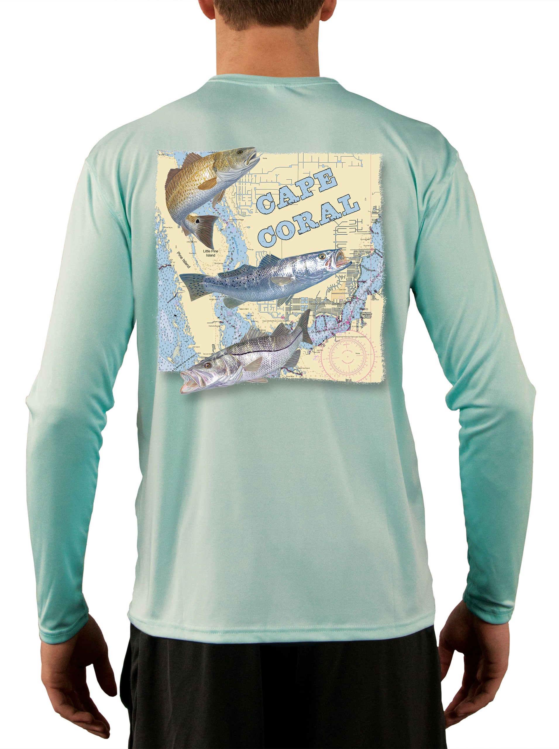 Cape Coral Florida Fishing Shirts For Men Redfish Speckled Sea Trout Snook Red Drum Seatrout - Skiff Life