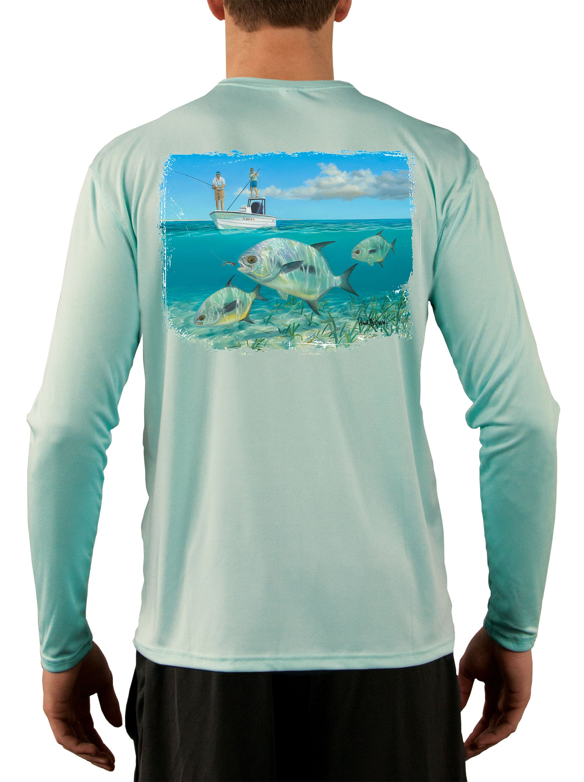 Permit Paradise Lappy Nation Skiff Life Fishing Shirts For Men - Skiff Life