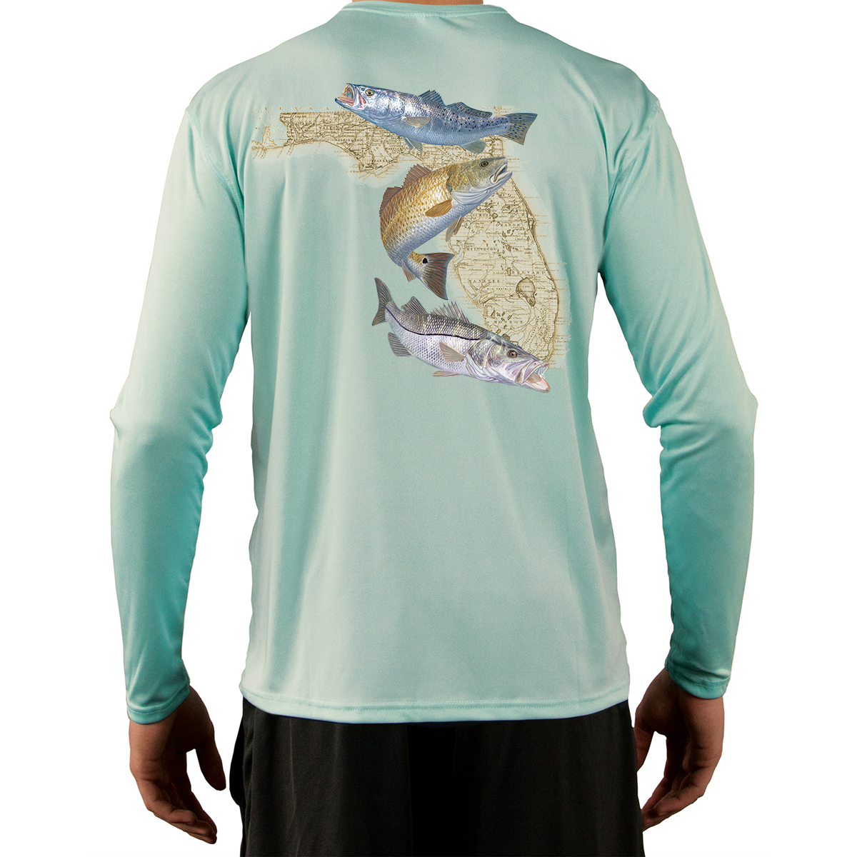 Florida Snook Long Sleeve Mens Fishing Shirt with Florida State