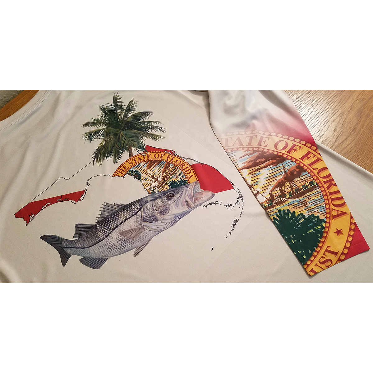 Kids Fishing Shirts Snook Florida State Flag Custom Sleeve - Skiff Life
