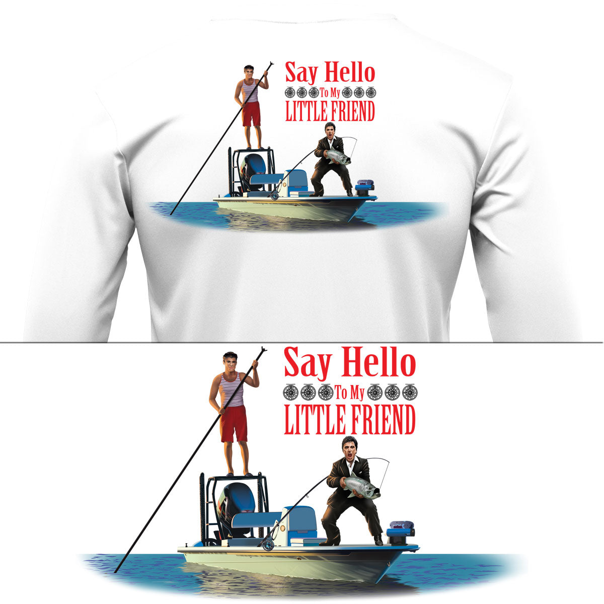 Tarpon Scarface Say Hello To My Little Friend Mens Fishing Shirt - Skiff Life