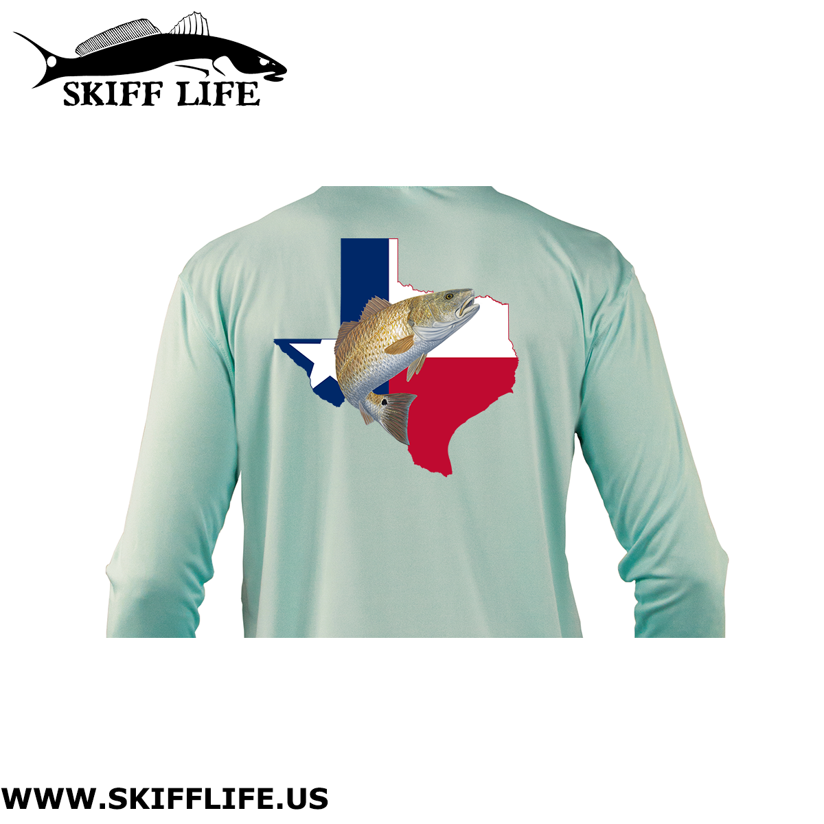 Youth/Kids Texas Redfish Fishing Shirt with Flag Sleeve - Skiff Life