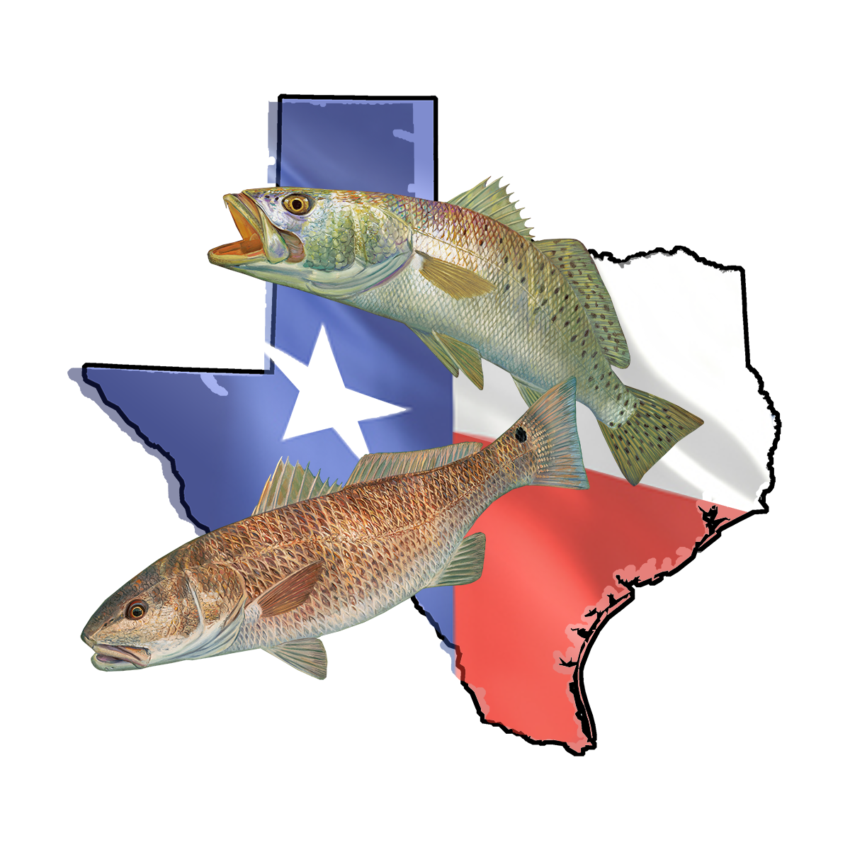 Texas Stickers with Fishing Decals
