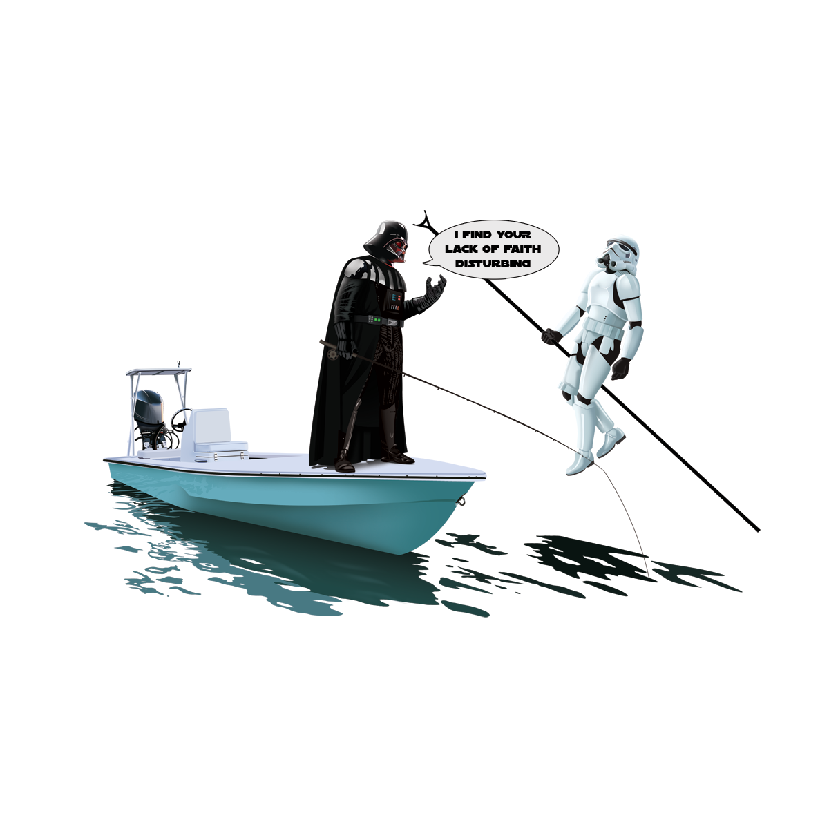 Darth Vader Force Choke Hold Stormtrooper Fishing Decal Sticker - Skiff Life