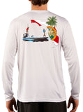 [New Artwork] Poling Skiff Florida State Flag Fishing Shirts For Men with Florida Flag Sleeve - Skiff Life