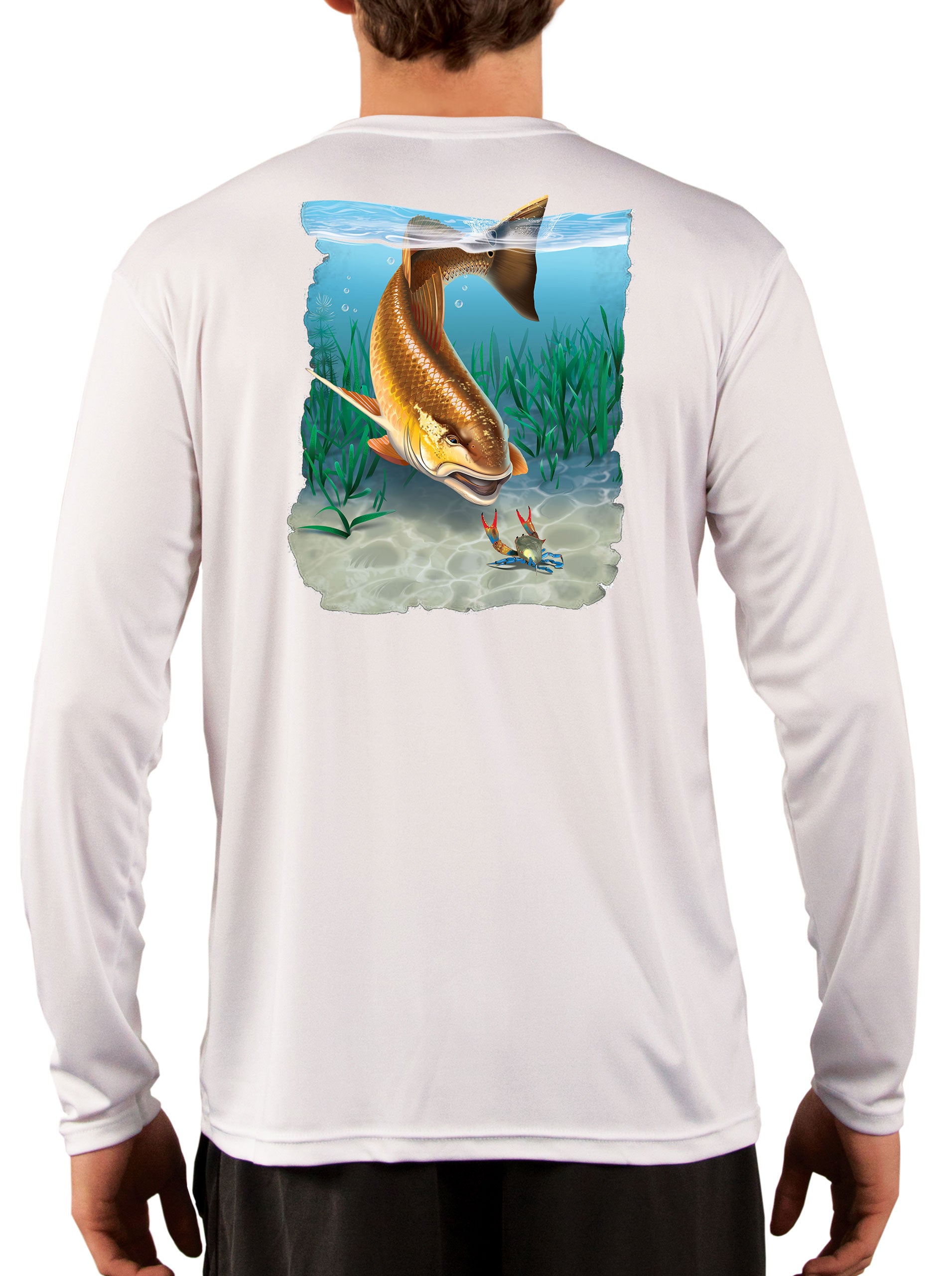 Redfish Men's Fishing Shirt Last Stand Blue Crab 4XL / White