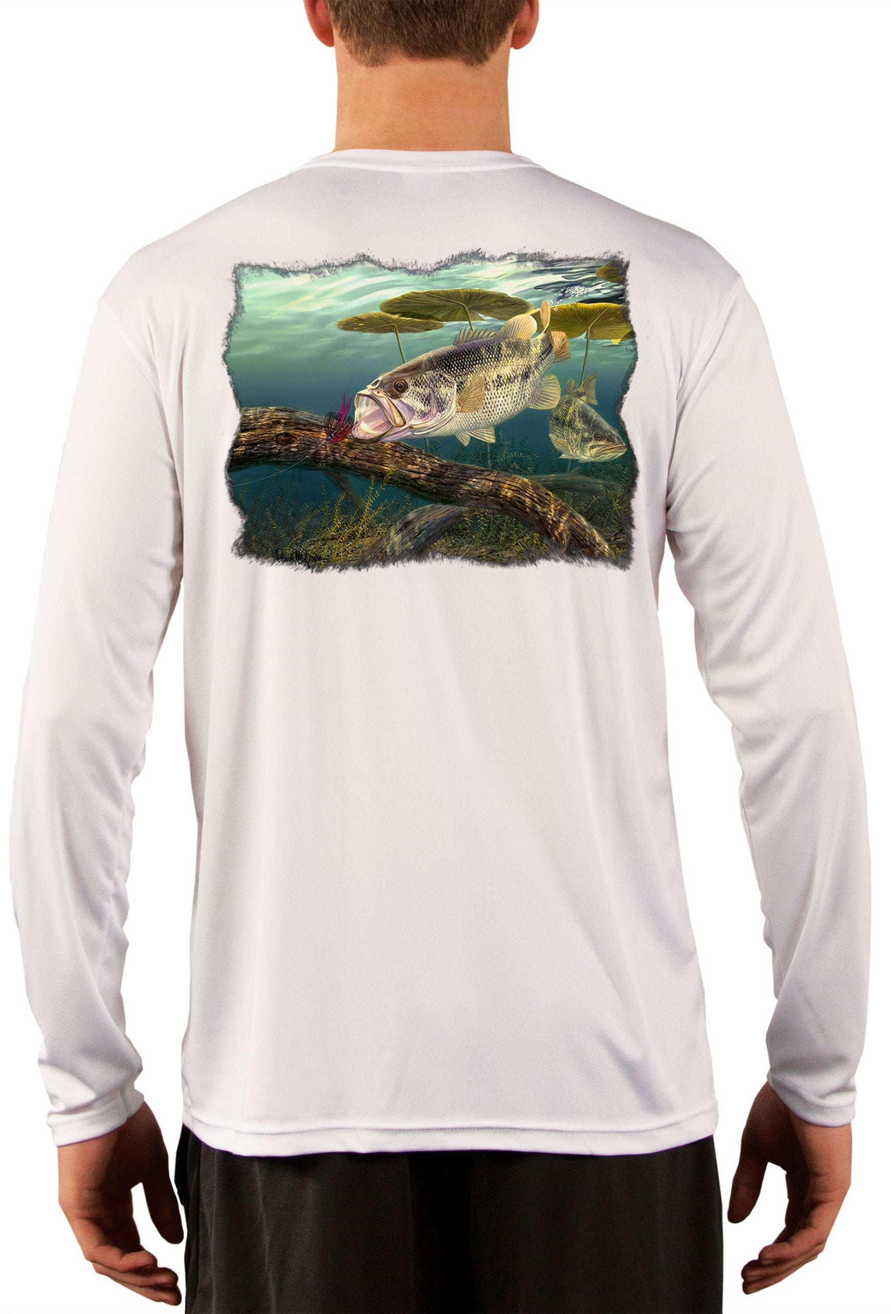 Skiff Life Large Mouth Bass Men's Fishing Shirts by Award Winning Arti