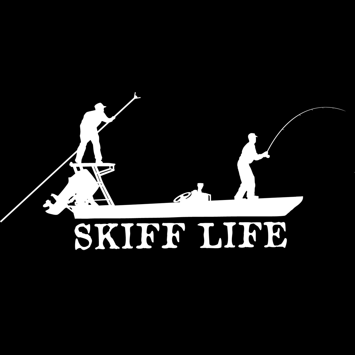 Skiff Life Poling Skiff Boat, Flats Fishing Decals Stickers - Skiff Life