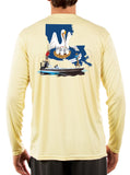 Poling Skiff with Louisiana State Flag Fishing Shirts For Men - Skiff Life
