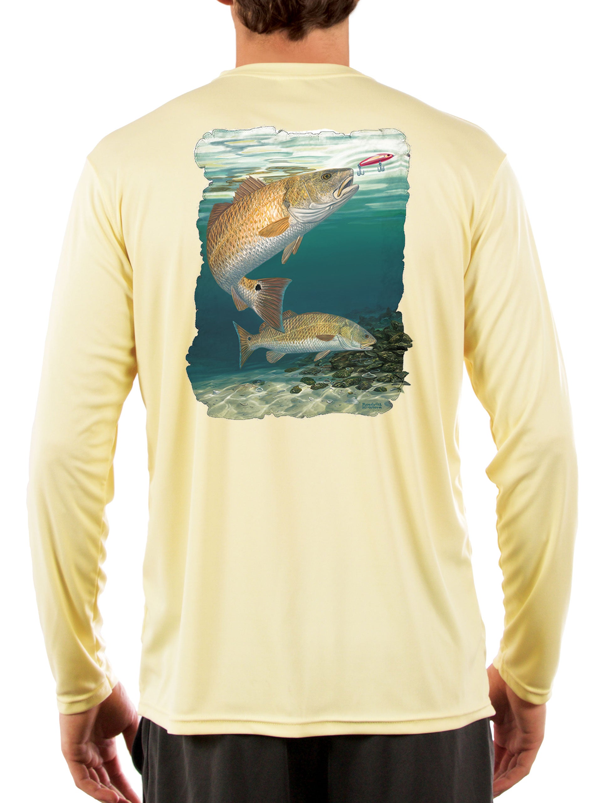 Redhot Redfish Fishing Shirt Art by Randy McGovern - Skiff Life