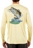 Large Mouth Bass Men's Fishing Shirt Rude Awakening Long Sleeve, Moisture Wicking Fabric, Non-Fading Print, 50+ UPF Fabric for UV Protection - Skiff Life