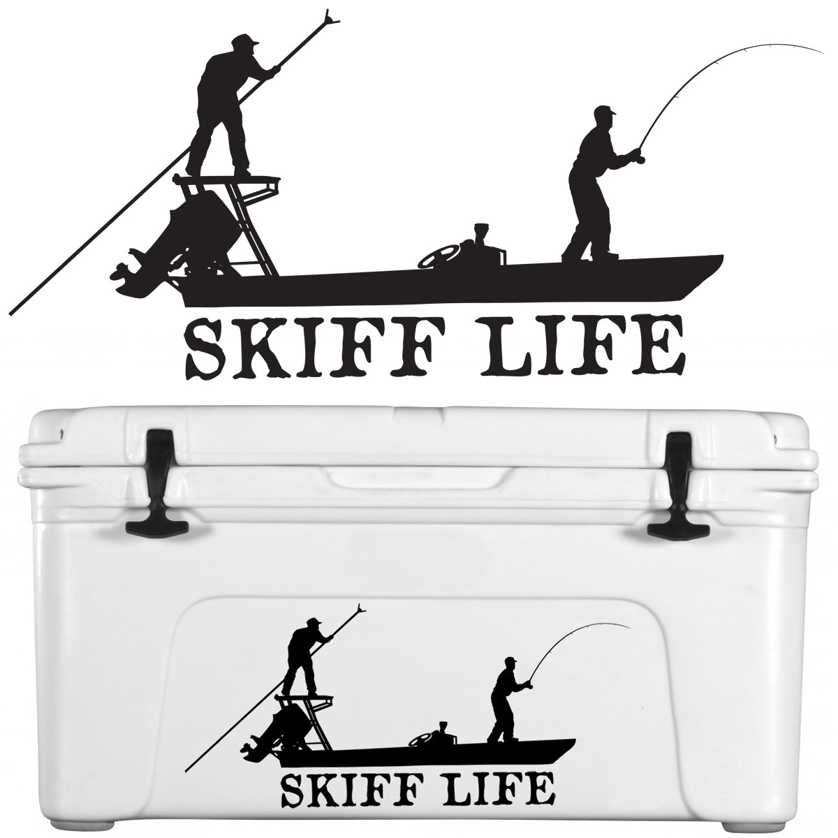 Skiff Life Poling Skiff Boat Decals , Flats Fishing Inshore 10X6 Vinyl  Stickers